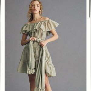 Erika Peña Off-The-Shoulder Tiered Mini Dress